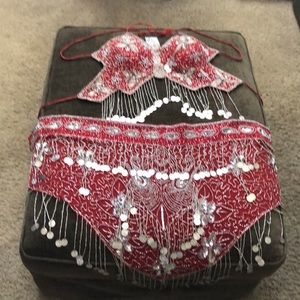 Belly Dancing Shirt Padded Bra & Wrap Skirt Set